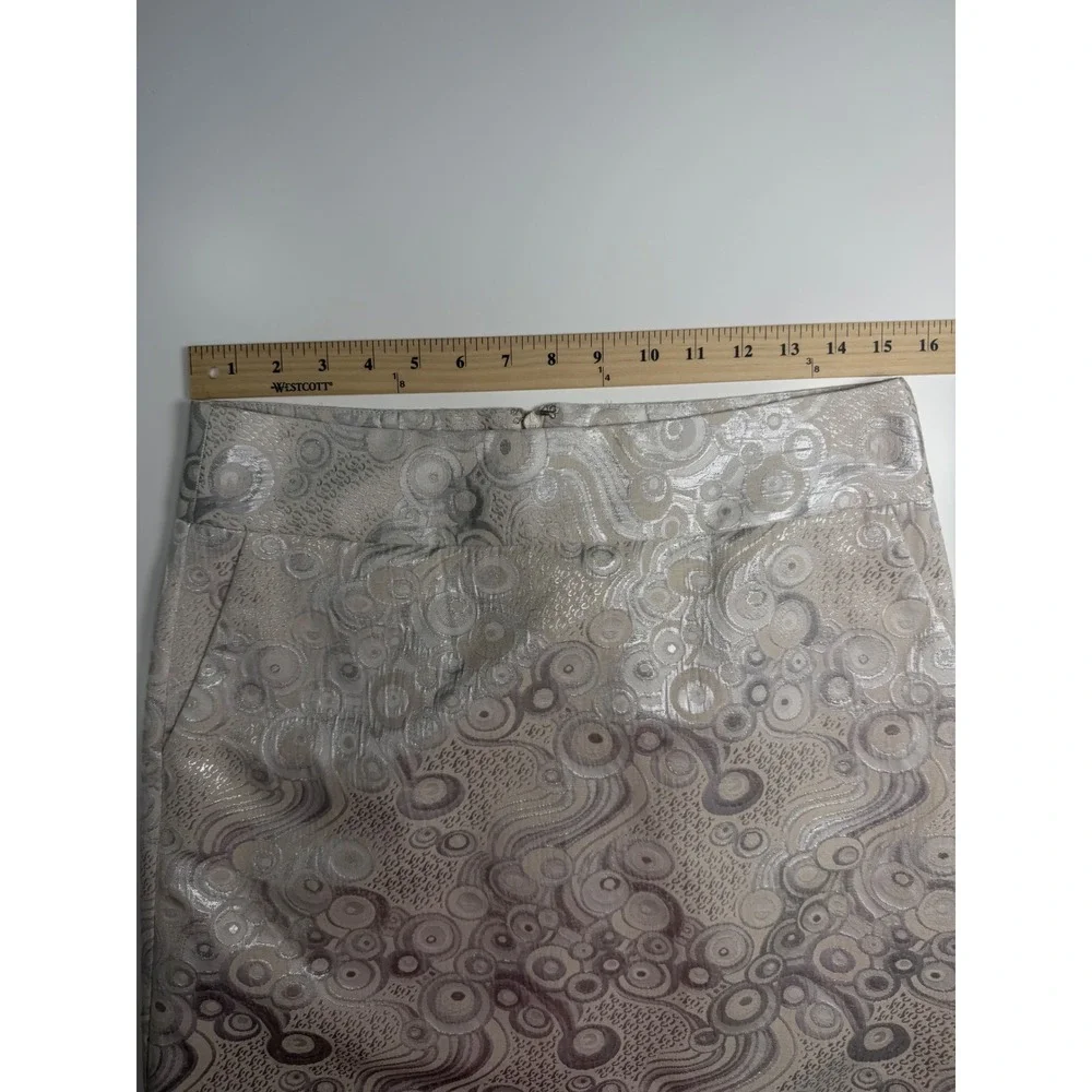 Banana Republic Silver Metallic Jacquard Mini Skirt Swirl Brocade 6 Fall 2011